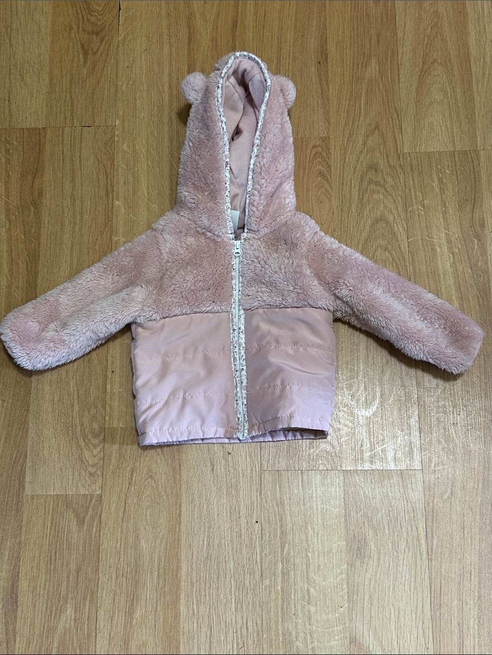 Carter's Light Pink Faux-Fur Hooded Puffer Jacket with Ears Size 9 Months